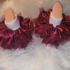Burgundy Ruffle socks (detachable anklets)